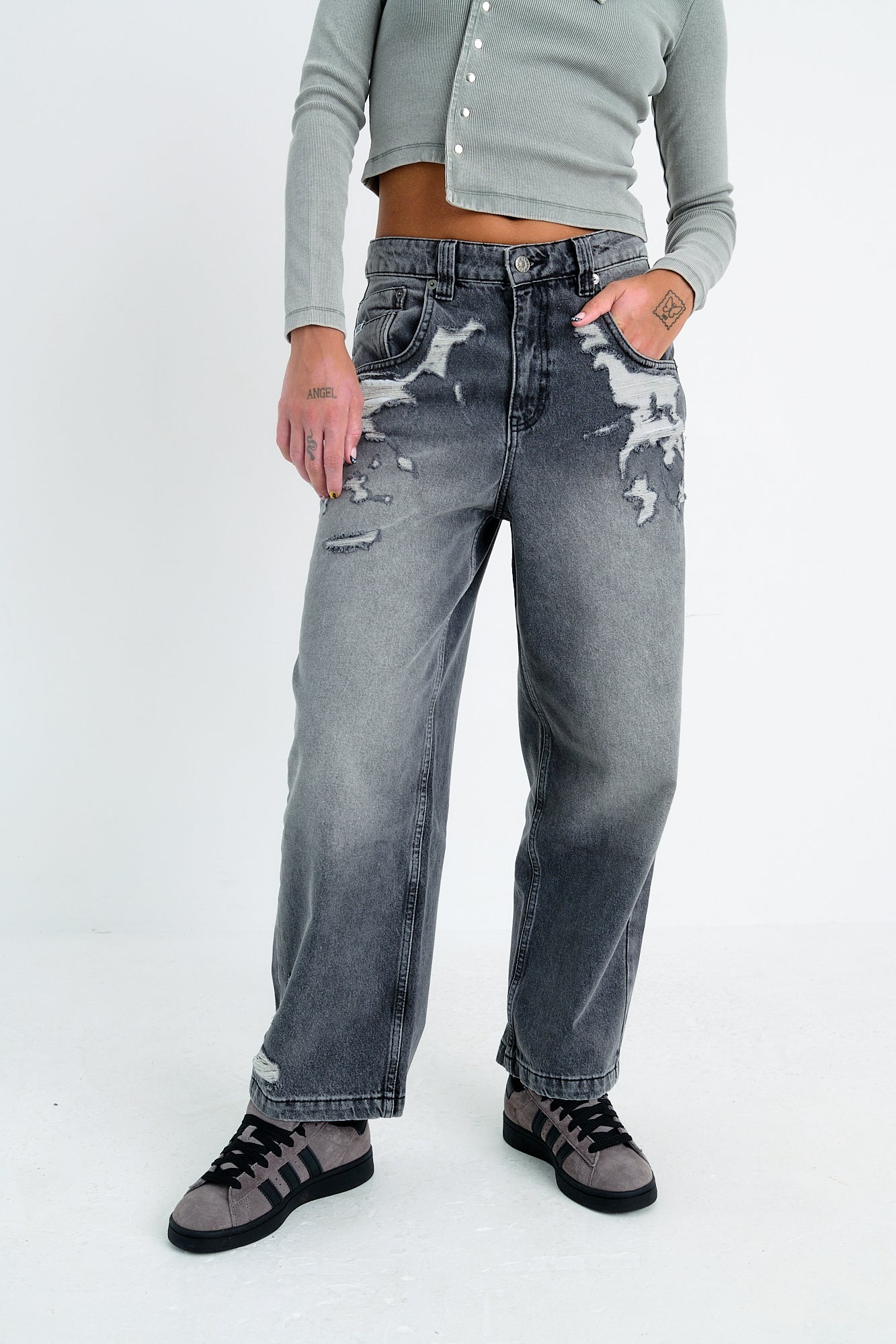 Washed Grey Relaxed Biggie Jeans
