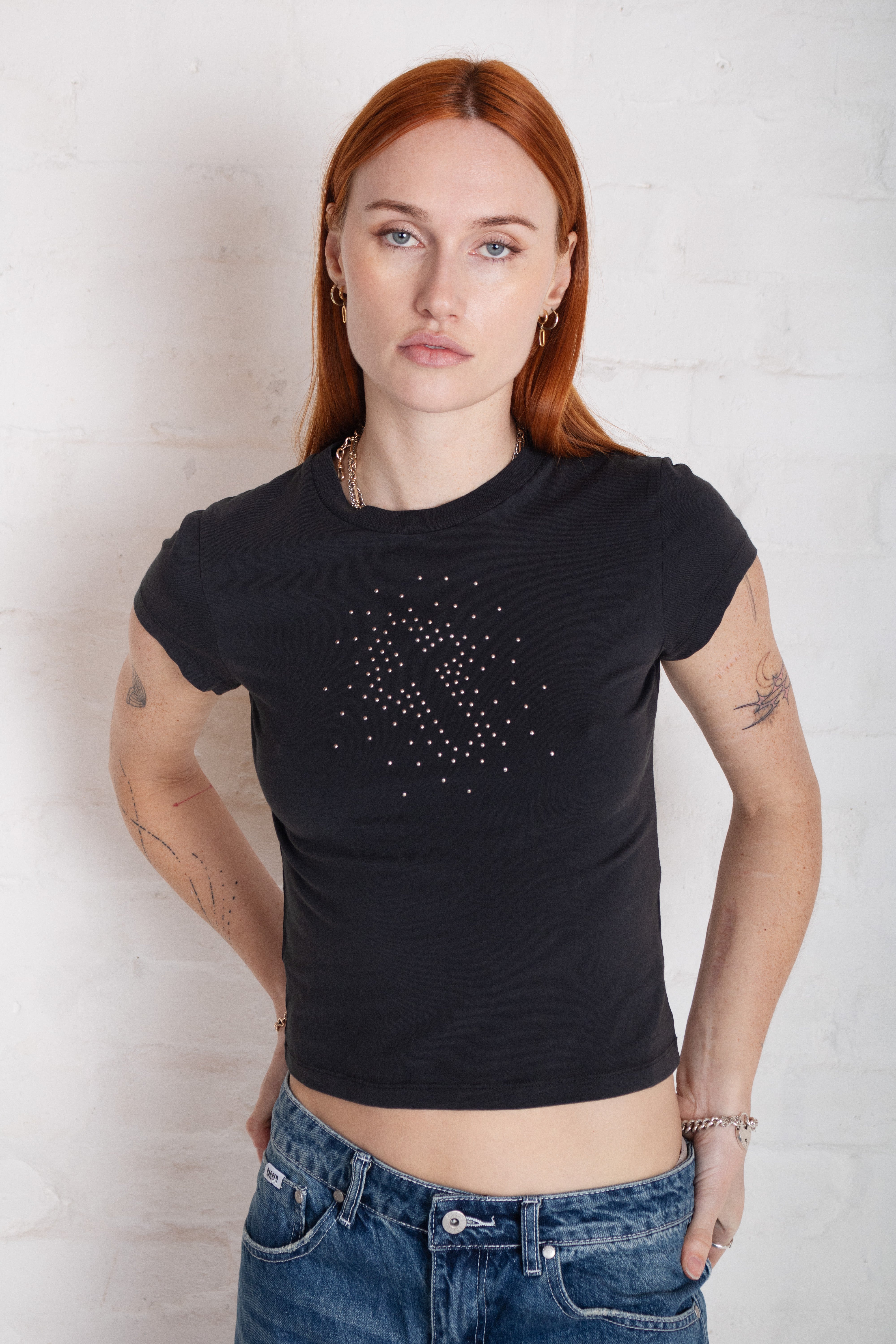 Cross My Heart Stud Baby Tee 3 Cross My Heart Stud Baby Tee