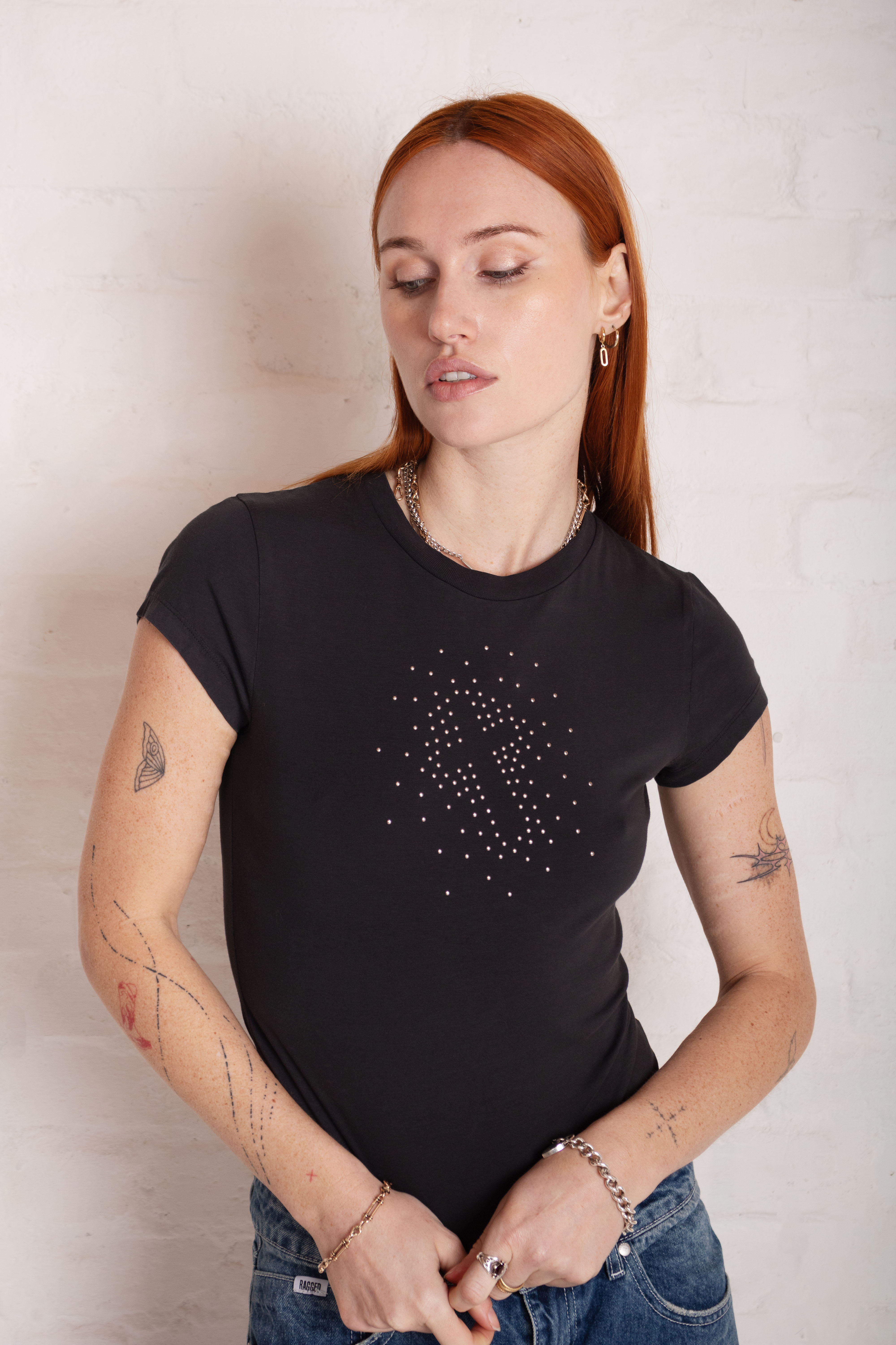 Cross My Heart Stud Baby Tee 4 Cross My Heart Stud Baby Tee