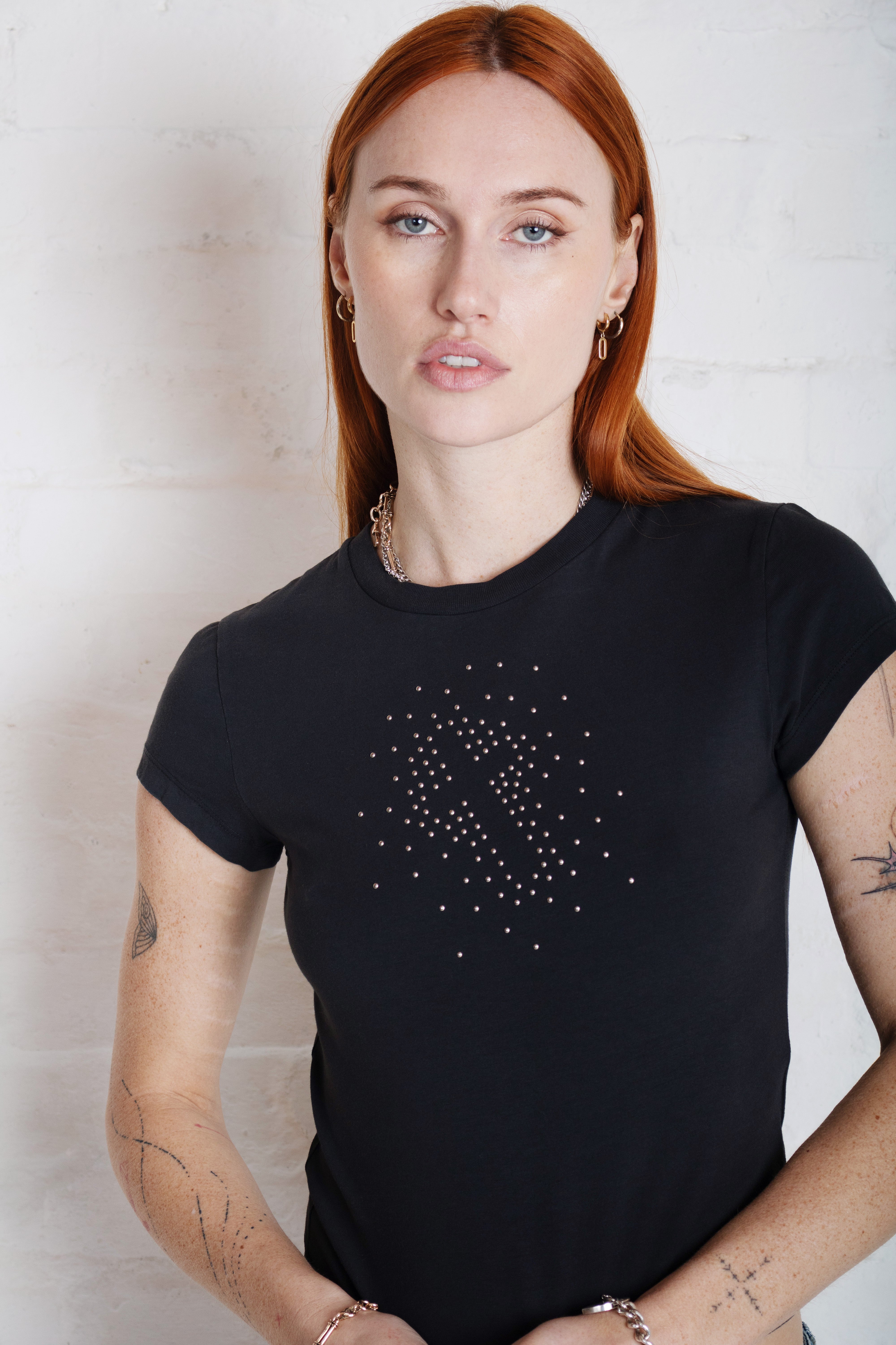 Cross My Heart Stud Baby Tee 5 Cross My Heart Stud Baby Tee