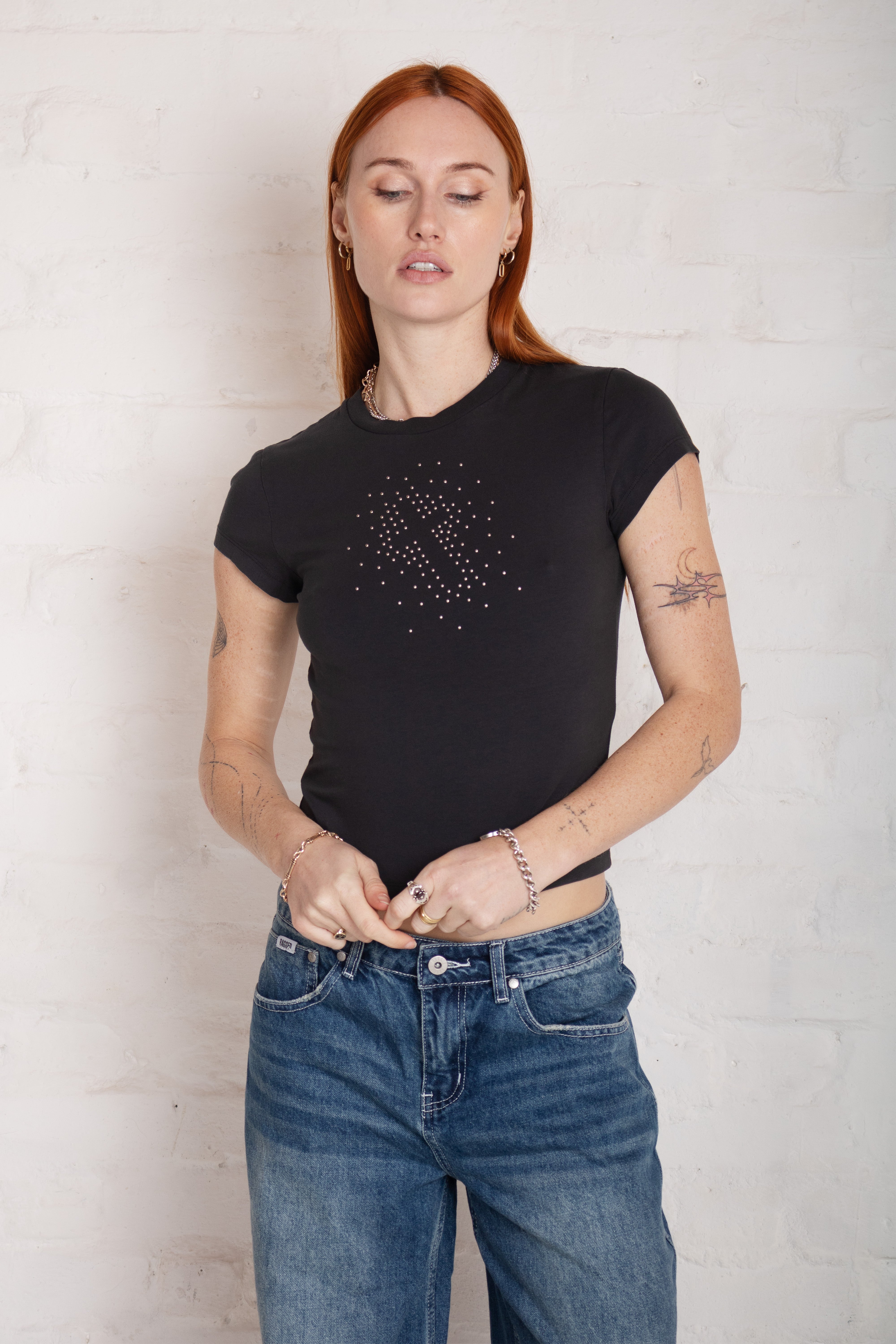 Cross My Heart Stud Baby Tee 6 Cross My Heart Stud Baby Tee