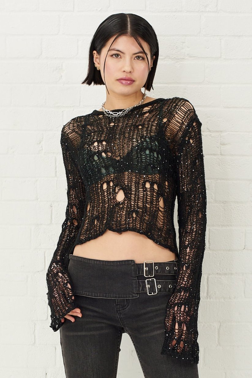 Minx Sequin Sheer Knit Top 5 Minx Sequin Sheer Knit Top