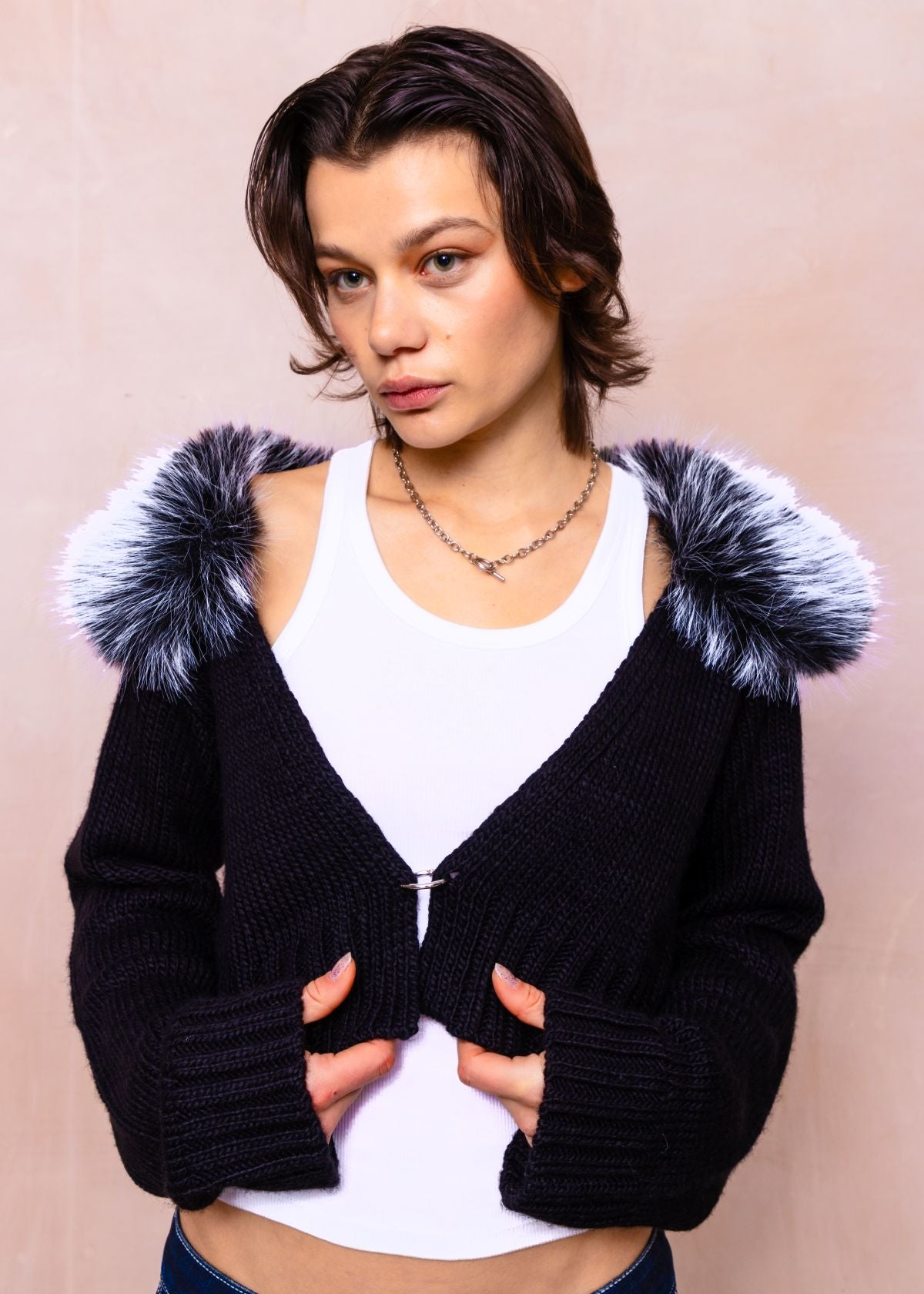 Boss Fur Collar Knit Cardigan 3 Boss Fur Collar Knit Cardigan