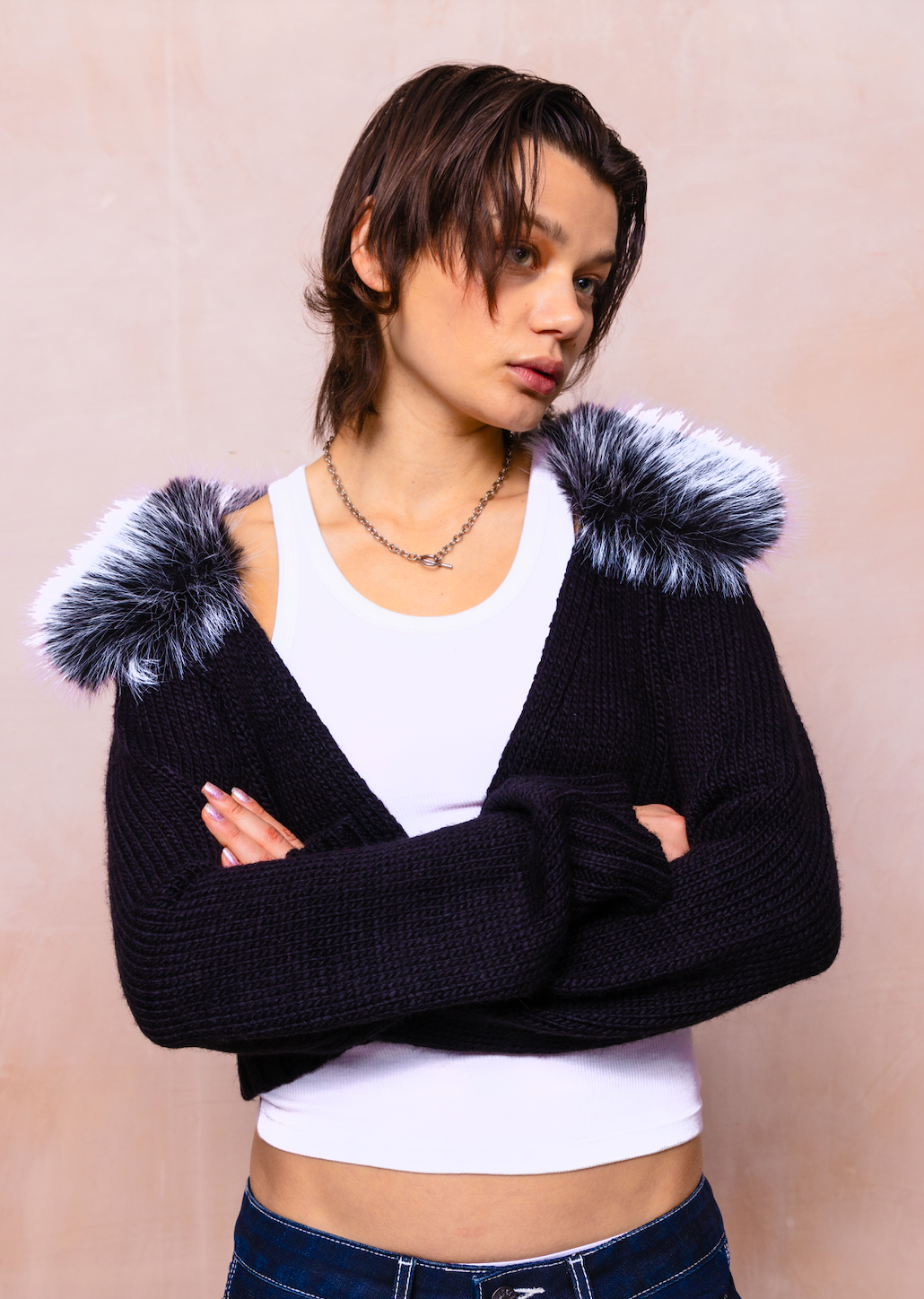 Boss Fur Collar Knit Cardigan 5 Boss Fur Collar Knit Cardigan