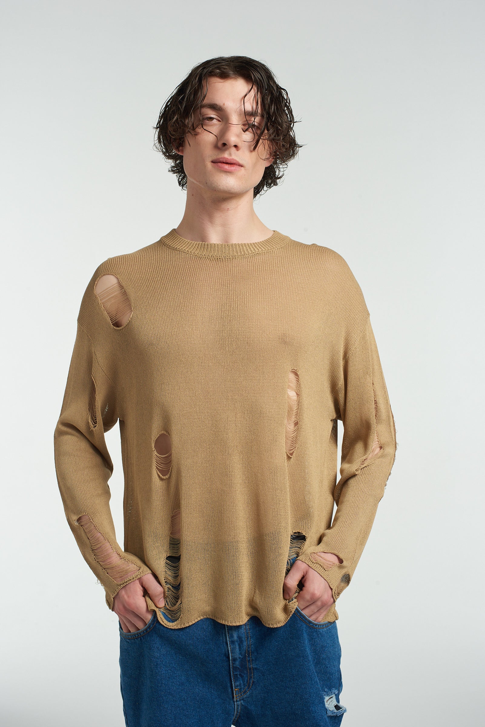 Drifter Distressed Open Knit Jumper 3 Drifter Distressed Open Knit Jumper