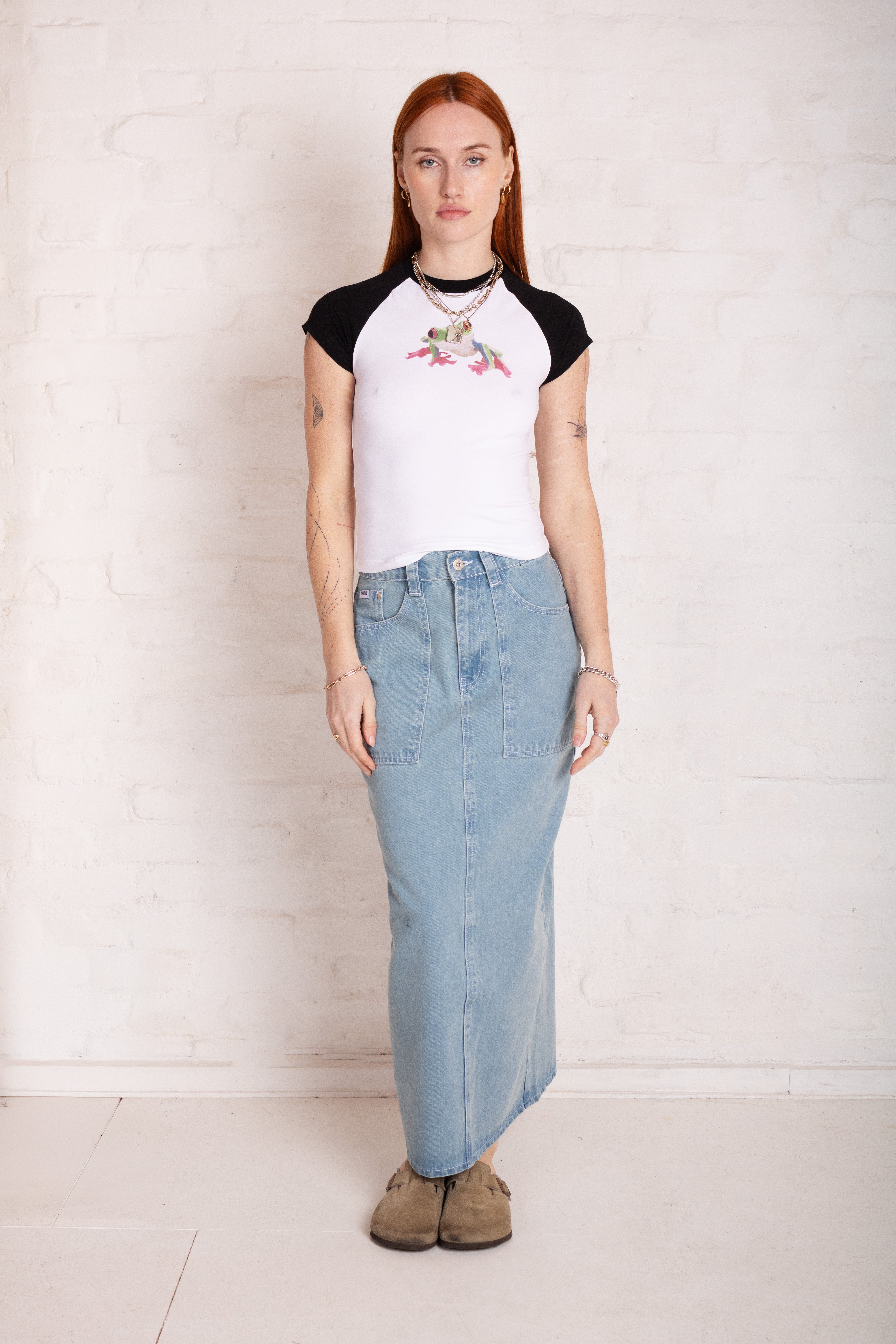 Light Wash Carpenter Denim Maxi Skirt 4 Light Wash Carpenter Denim Maxi Skirt