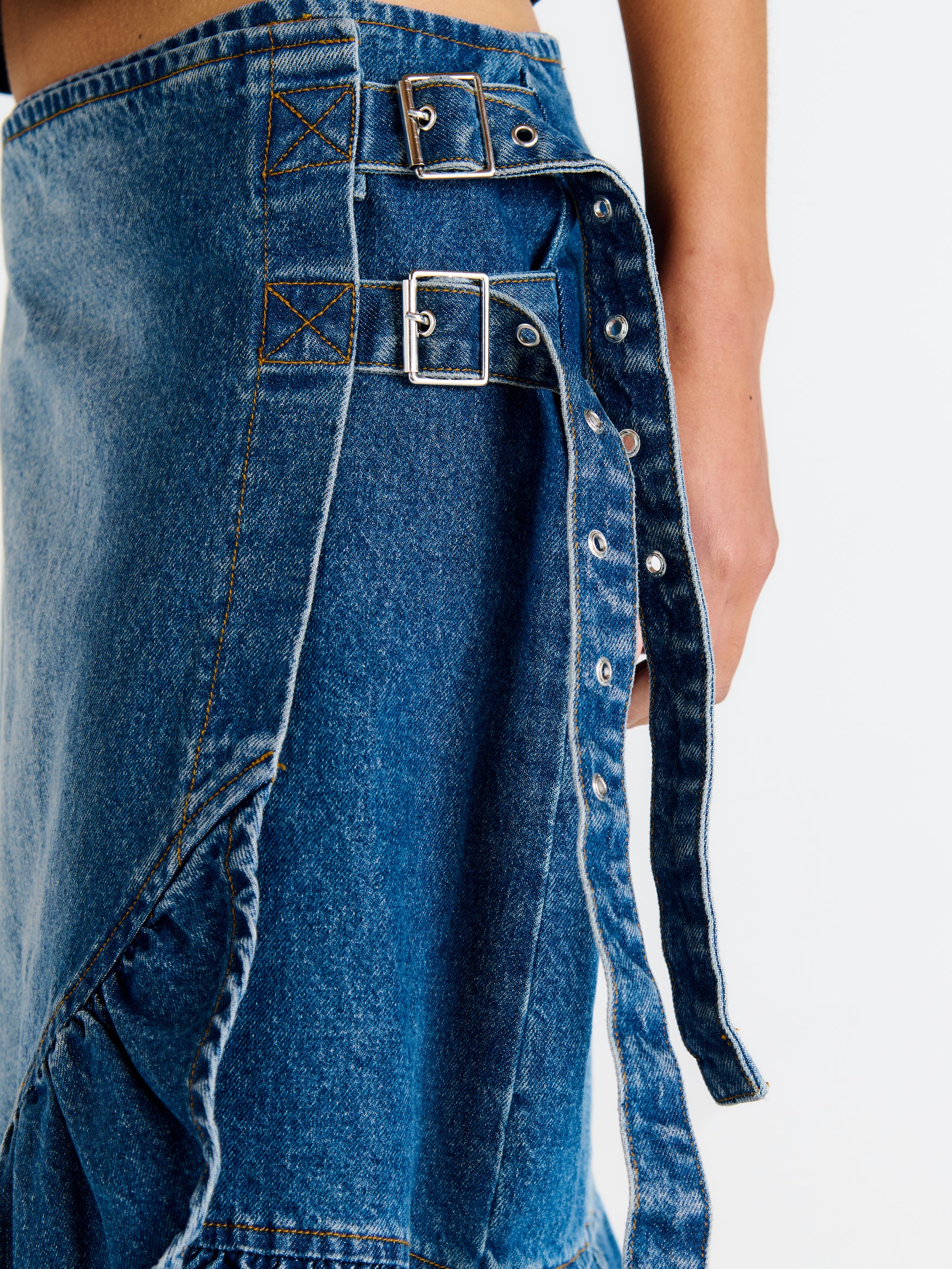 Gail Buckle Denim Wrap Skirt 4 Gail Buckle Denim Wrap Skirt