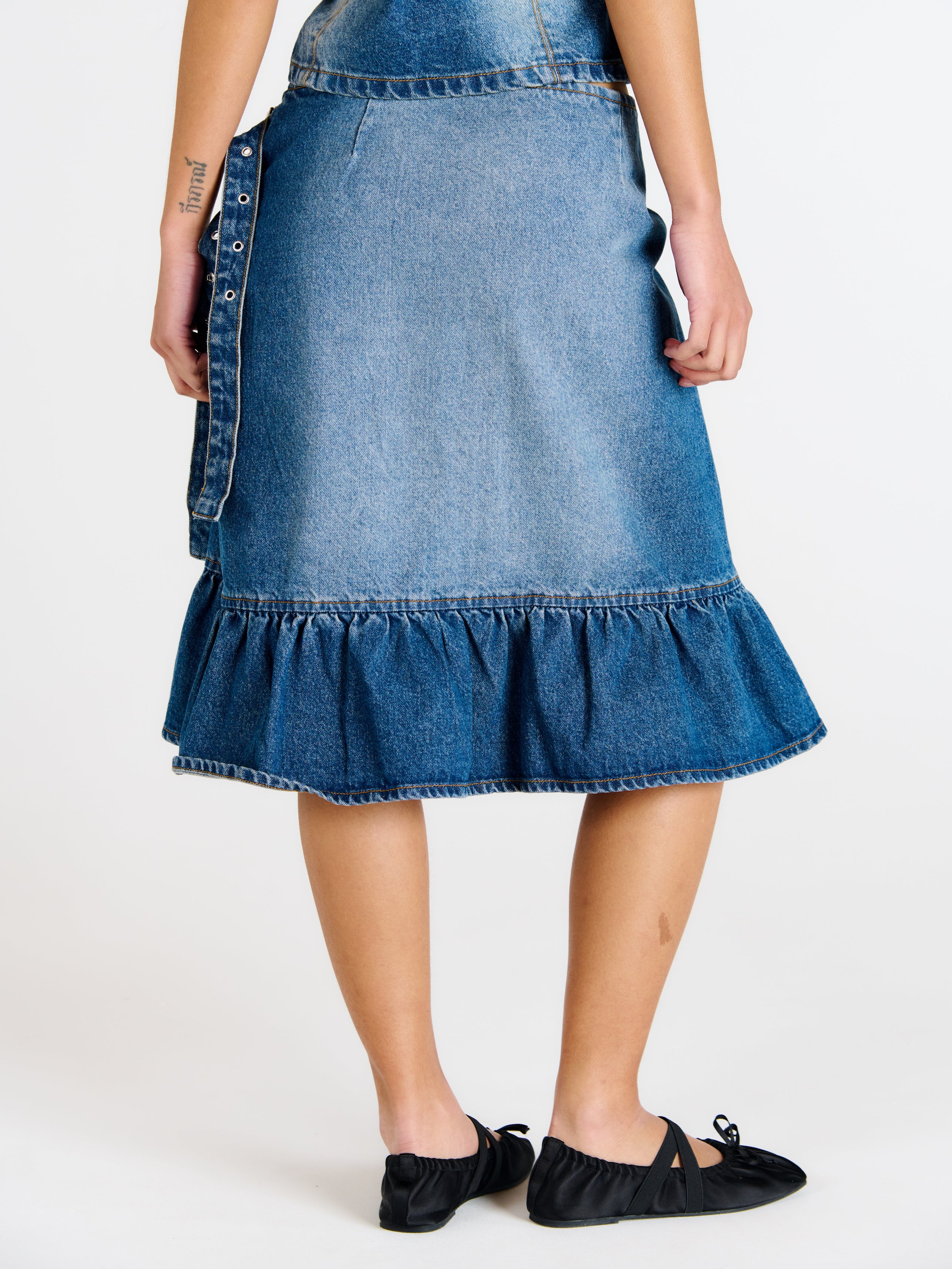 Gail Buckle Denim Wrap Skirt 7 Gail Buckle Denim Wrap Skirt