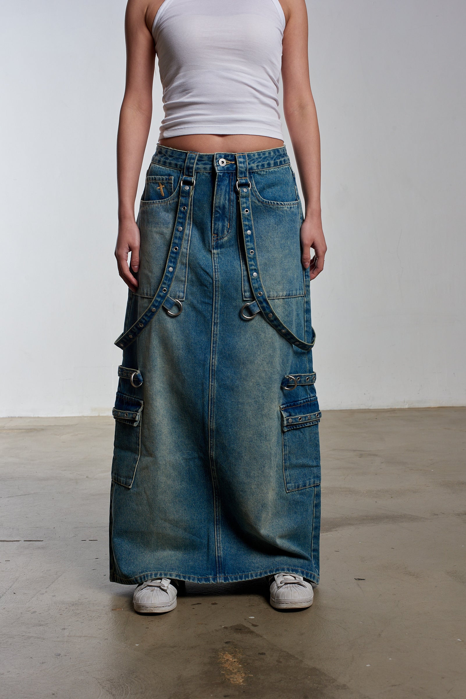 Bondage Denim Midi Skirt Blue 3 Bondage Denim Midi Skirt Blue