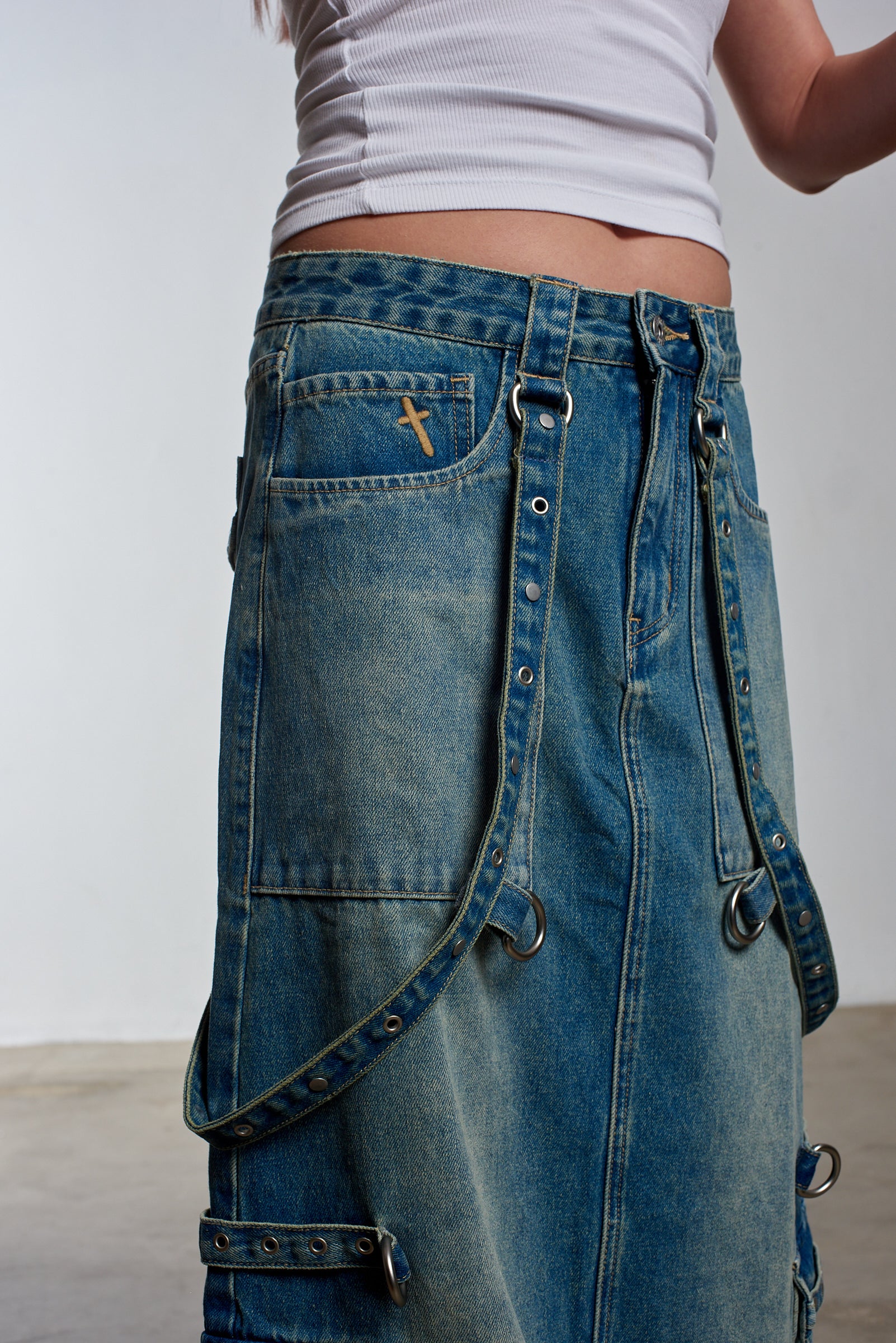 Bondage Denim Midi Skirt Blue 4 Bondage Denim Midi Skirt Blue