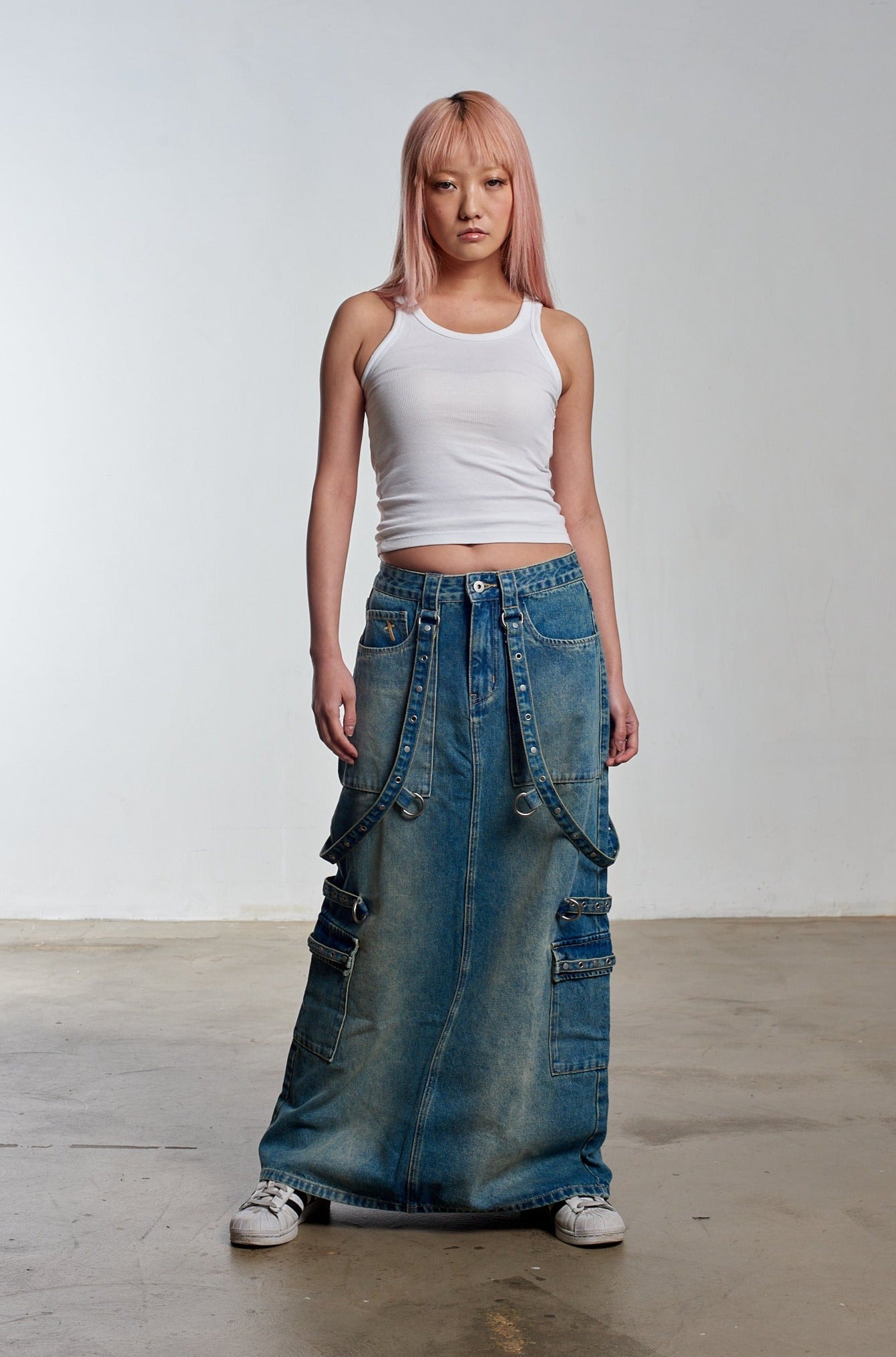 Bondage Denim Midi Skirt Blue 10 Bondage Denim Midi Skirt Blue