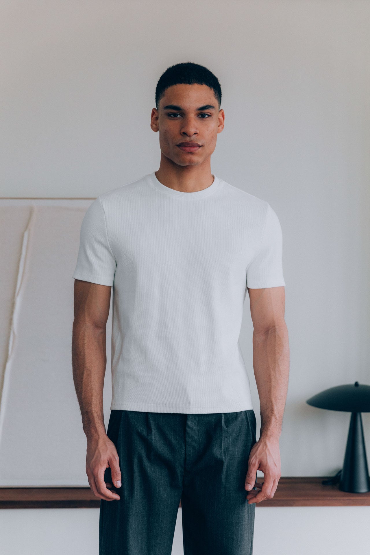 Bernard Ribbed T-Shirt, White 3 Bernard Ribbed T-Shirt, White